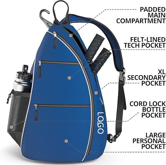 Fmosbag Pickleball Bag – Reversible Shoulder Strap - Fmosbag - Custom Sports Bags (cycling/camping/fitness) Fmosbag Sling Bag with Reversible Padded Shoulder Strap (left/right Carry) - Fmosbag - Custom Sports Bags (cycling/camping/fitness)