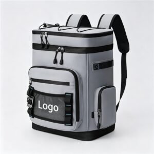 Cooler Bag Backpack for Picnic, 30l Gray Waterproof Insulated Cooler Backpack Front View with Custom Logo Area - Fmosbag - Custom Sports Bags (cycling/camping/fitness)