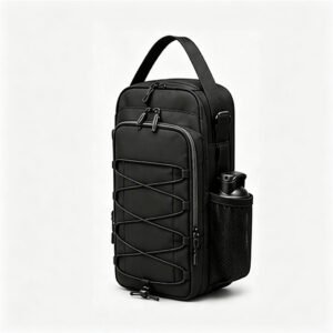 Large Capacity Magnetic Water Bottle Bag with Side Bottle Pocket, Black Polyester Gym Storage Bag - Fmosbag - Custom Sports Bags (cycling/camping/fitness)
