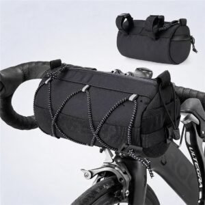Waterproof Bike Handlebar Bag 600d Cylindrical Front Pouch Mounted on Road Bike Handlebar Black - Fmosbag - Custom Sports Bags (cycling/camping/fitness)
