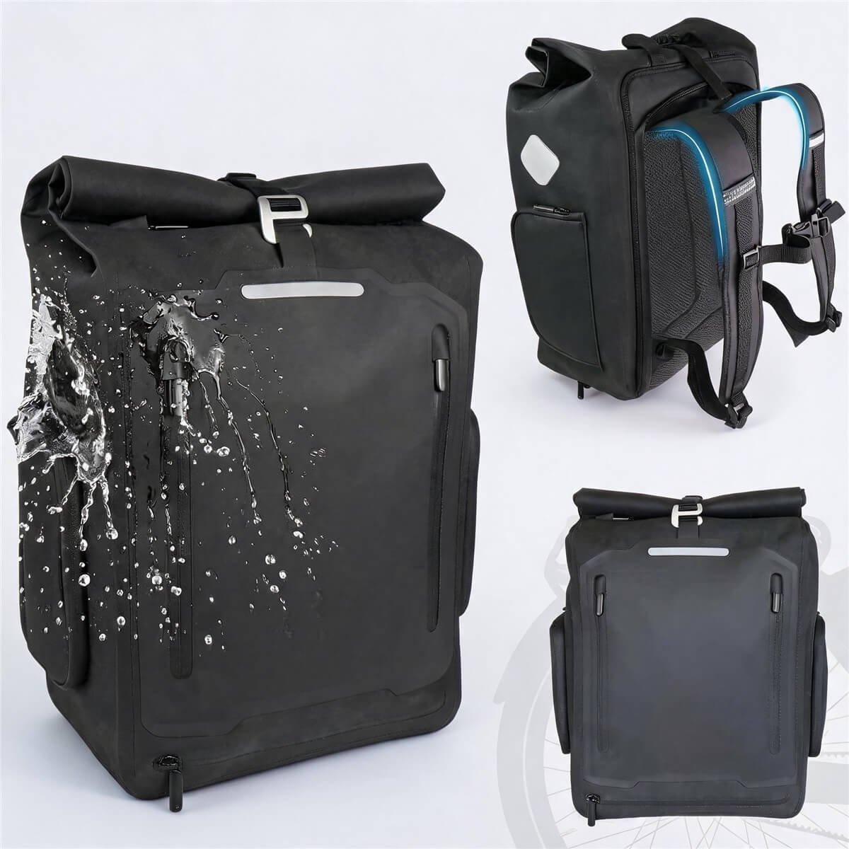 Convertible Pannier Bag Backpack | Waterproof 3-in-1 Bike Bag - Fmosbag - Oem Bag Manufacturer & Custom Bag Factory Convertible Pannier Bag Backpack, Waterproof 3-in-1 Bike Rear Rack Bag, Black Roll Top Cycling Pannier Backpack - Fmosbag - Oem Bag Manufacturer & Custom Bag Factory
