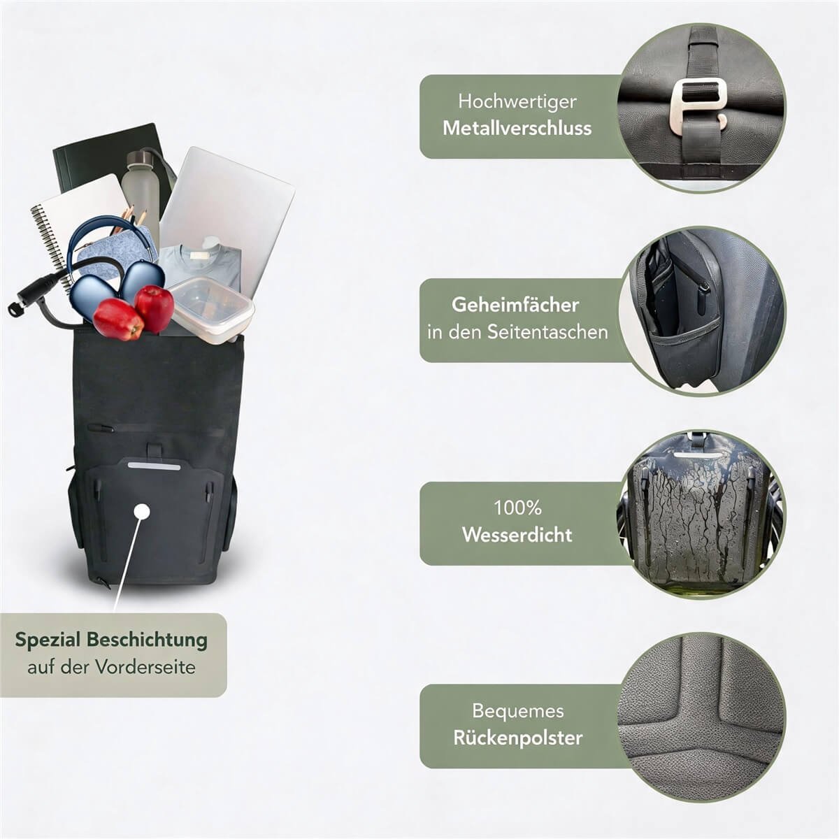 Convertible Pannier Bag Backpack Material & Interior Features - Fmosbag - Oem Bag Manufacturer & Custom Bag Factory Convertible Pannier Bag Backpack Internal Layout, Waterproof Roll Top Bike Pannier Backpack Accessories - Fmosbag - Oem Bag Manufacturer & Custom Bag Factory