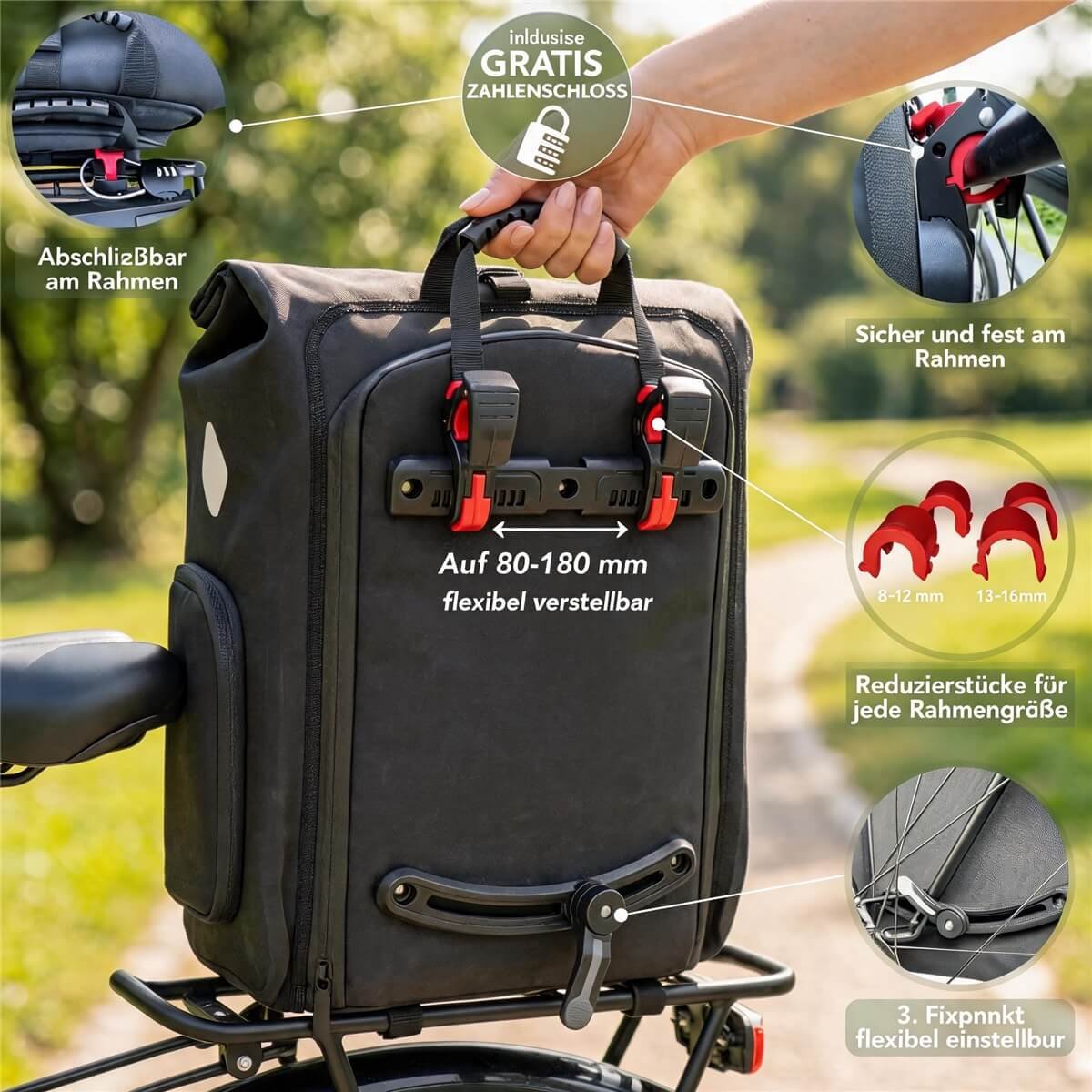 Mounting System of Convertible Pannier Bag Backpack - Fmosbag - Oem Bag Manufacturer & Custom Bag Factory Convertible Pannier Bag Backpack Mounting System, Adjustable Quick Release Base for Bicycle Rear Rack - Fmosbag - Oem Bag Manufacturer & Custom Bag Factory