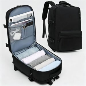 Gym Backpack with Shoe Compartment, 180° Clamshell Opening Black Travel Backpack with Laptop Sleeve - Fmosbag - Custom Sports Bags (cycling/camping/fitness)