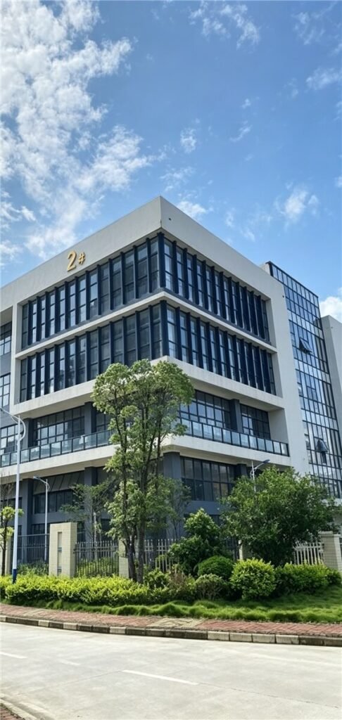 Modern Fmosbag Factory Building Exterior — Custom Bike Bag Manufacturer in China Since 2014 - Fmosbag - Oem Bag Manufacturer & Custom Bag Factory - Fmosbag - Oem Bag Manufacturer & Custom Bag Factory