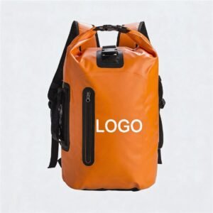 Orange Dry Duffel Bag Roll-top Waterproof Backpack with Front Zipper Pocket and Shoulder Straps - Fmosbag - Oem Bag Manufacturer & Custom Bag Factory