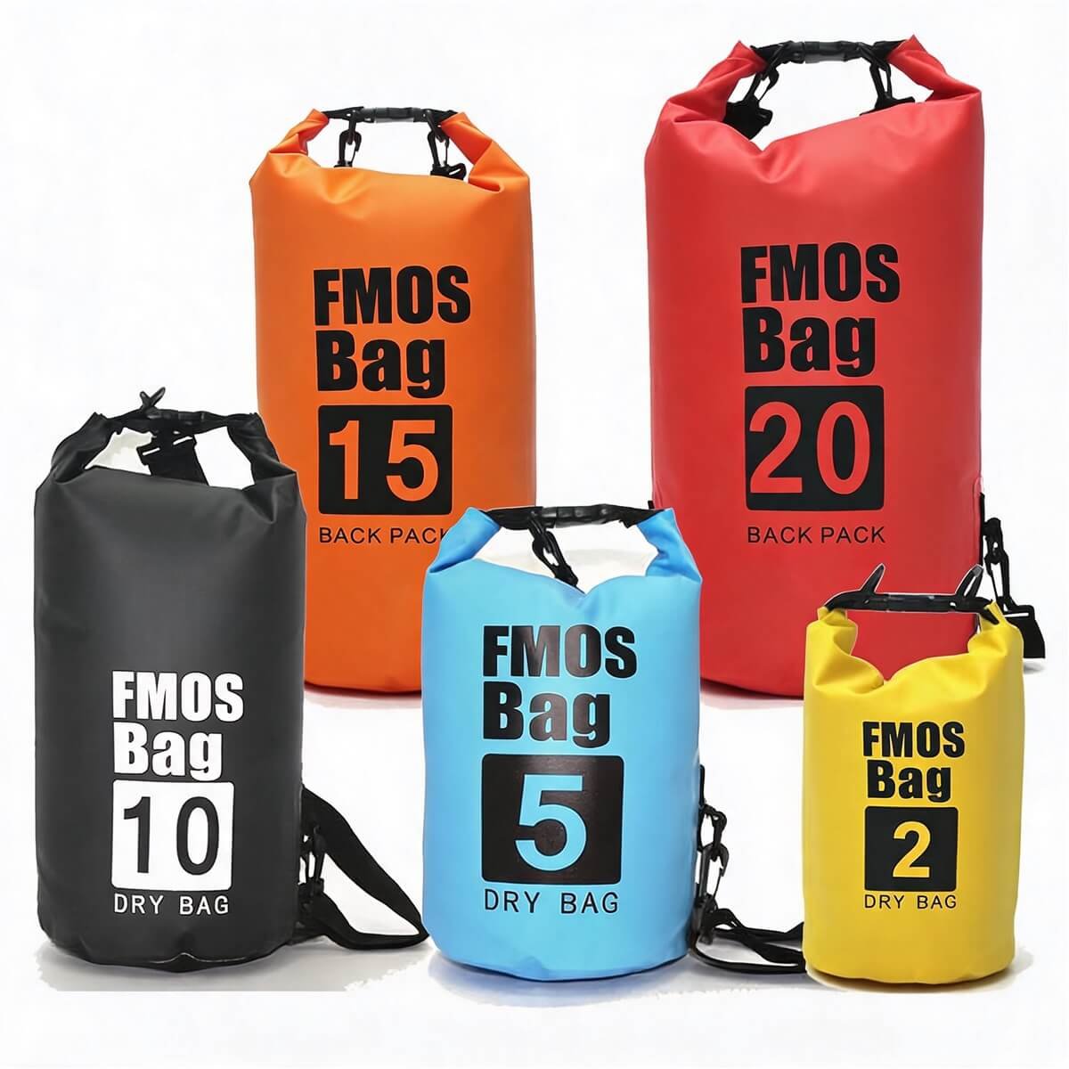 Waterproof Dry Bags for Camping Multiple Sizes & Colors - Fmosbag - Oem Bag Manufacturer & Custom Bag Factory Multi‑color Multi‑size Fmosbag Waterproof Dry Bags for Camping 2l‑20l Roll‑top Dry Sacks Collection - Fmosbag - Oem Bag Manufacturer & Custom Bag Factory