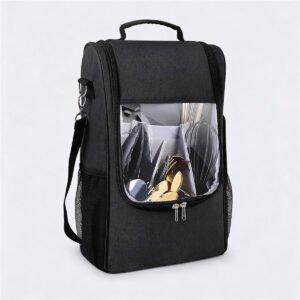 Camping Kitchen Organizer Bag | Oxford Fabric Cookware Storage - Fmosbag - Oem Bag Manufacturer & Custom Bag Factory Black Camping Kitchen Organizer Bag 600d Oxford with Transparent Window and Metal Hardware - Fmosbag - Oem Bag Manufacturer & Custom Bag Factory