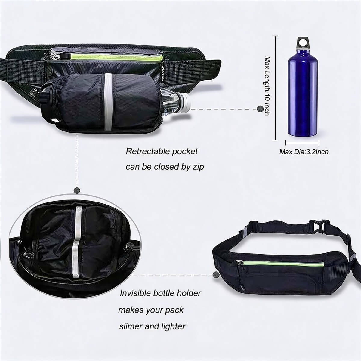 Retractable Bottle Holder‑waterproof Outdoor Hip Pack - Fmosbag - Oem Bag Manufacturer & Custom Bag Factory Waterproof Outdoor Hip Pack Retractable Invisible Bottle Holder Structure Display - Fmosbag - Oem Bag Manufacturer & Custom Bag Factory