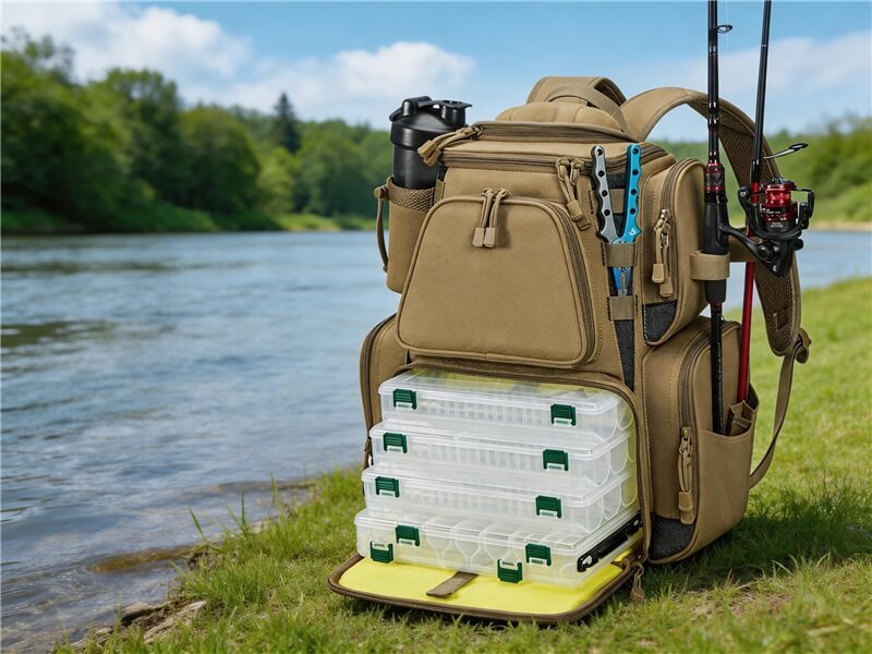 Fishing Tackle Backpack Wholesale Oem - Fmosbag - Oem Bag Manufacturer & Custom Bag Factory - Fmosbag - Oem Bag Manufacturer & Custom Bag Factory Custom Fishing Tackle Backpack Loaded with 3700 Trays and Side Rod Holders - Fmosbag - Oem Bag Manufacturer & Custom Bag Factory - Fmosbag - Oem Bag Manufacturer & Custom Bag Factory