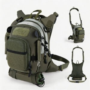 Fly Fishing Chest Pack in Army Green - Fmosbag - Oem Bag Manufacturer & Custom Bag Factory Fly Fishing Chest Pack, Army Green Water-resistant Hard Shell Chest Rig with Neck Strap, Waist Belt and Tool Holders on White Background - Fmosbag - Oem Bag Manufacturer & Custom Bag Factory